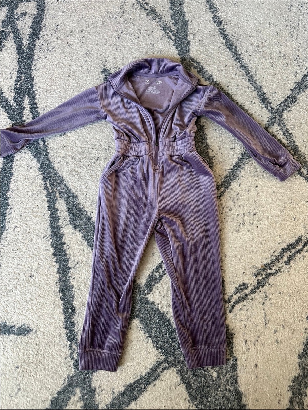 Xersion Purple Ribbed Zip-Front Kids One-Piece